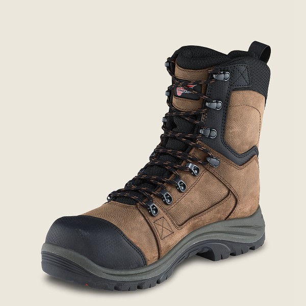 Mens Red Wing Trades - 8-inch Insulated Waterproof Toe - Safety Boots Brown/Black - JQE451920